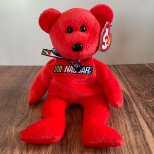 3 FOR $25: Authentic TY Beanie Babies NASCAR Racer the Bear (Red), 2007. NWT
